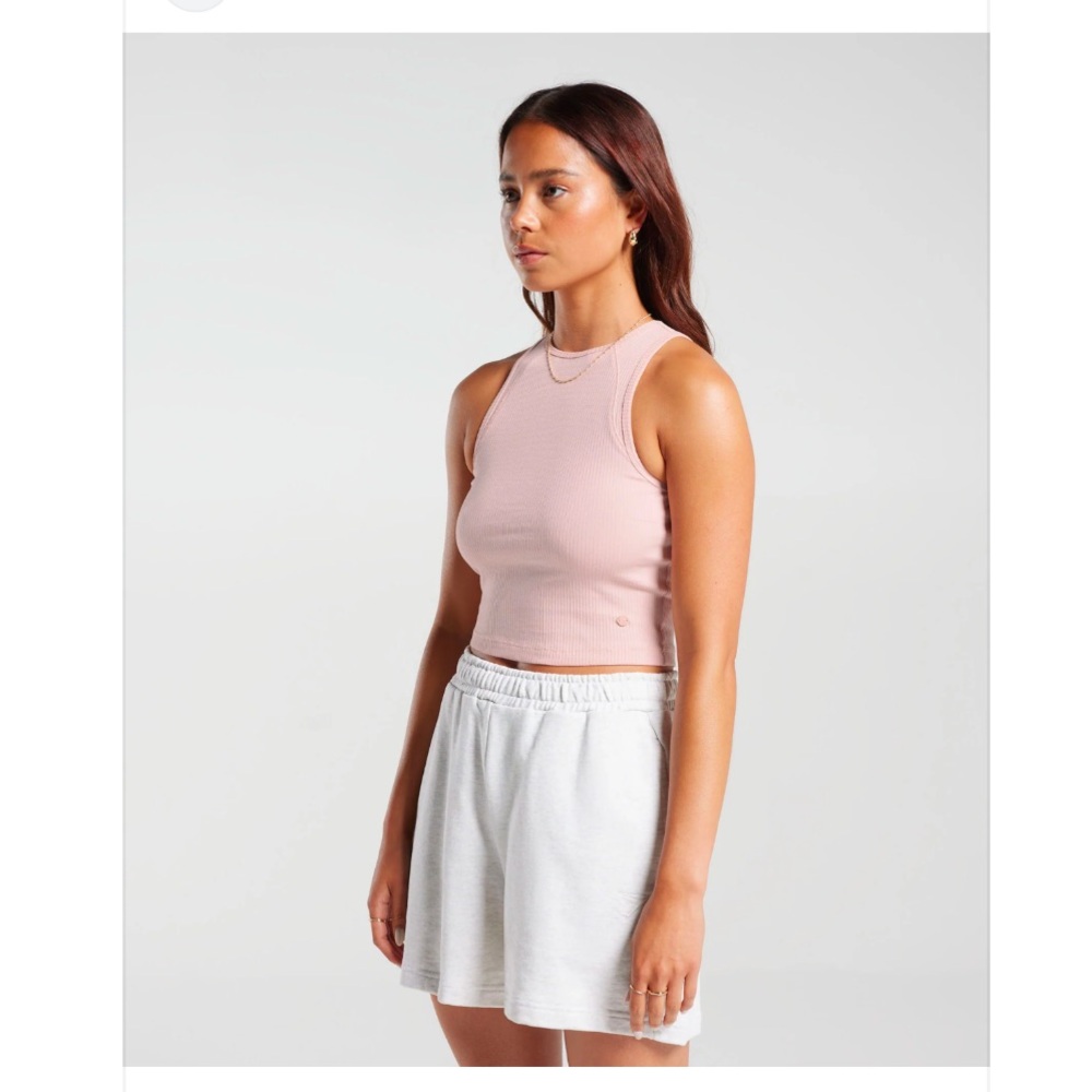 Gymshark Ribbed Cropped Tank Top in Light Pink